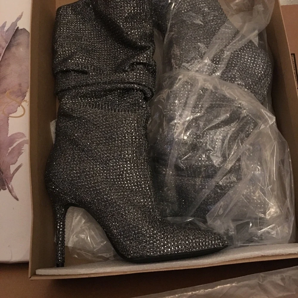Laser Slouchy Rhinestone Boots 👢 👢 - Picture 3 of 6